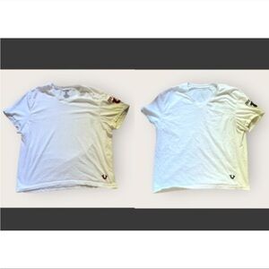 2 True Religion men’s large white tshirt bundle.